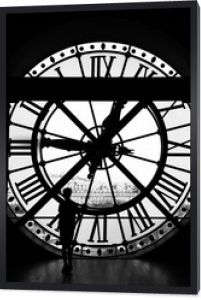 Czarno-biały zegar z muzeum Orsay (Musee d& 39 Orsay), Paryż,
