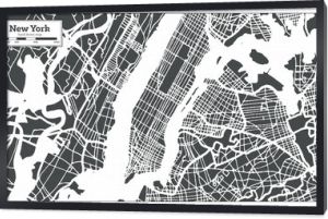 Mapa miasta USA w Nowym Jorku w stylu retro. Mapa przeglądowa.