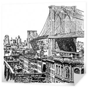 Ilustracja vintage mostu Brooklyńskiego