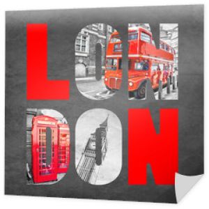Londyńskie litery z obrazami na czarnym tle