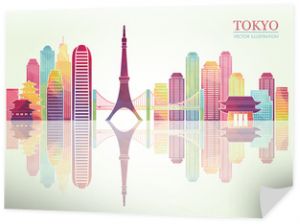 Tokio szczegółowe panoramy. ilustracja wektorowa