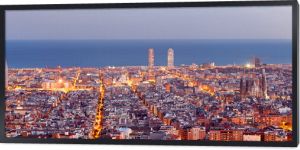 Panorama panoramy Barcelony w Blue Hour