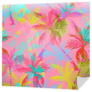 Abstract colorful palm trees seamless pattern.