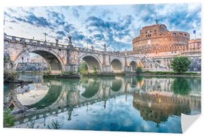 Widok na twierdzę Castel Sant& 39 Angelo i most, Rzym, Włochy