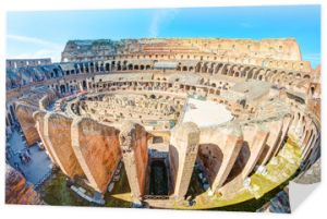 Koloseum (Koloseum) w Rzymie, Włochy. Widok z lotu ptaka wewnątrz wielkiego teatru rzymskiego.