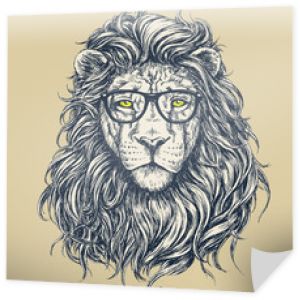 Ilustracja wektorowa hipster lew. Okulary oddzielone.