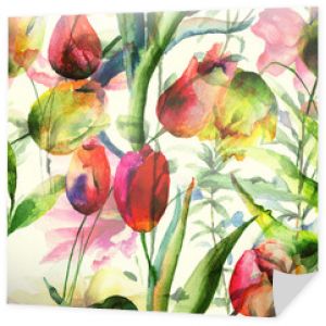 Bezszwowa tapeta z kwiatami tulipanów