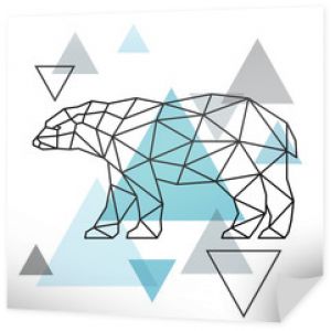 Geometryczna sylwetka niedźwiedzia polarnego. Styl skandynawski. Ilustracja wektorowa.
