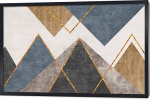 Abstract retro style geometric stitching carpets, wallpaper, triangular patterns, golden lines