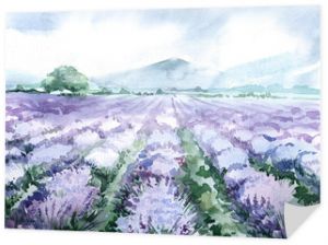 watercolor lavender field. scenic landscape of the Provence