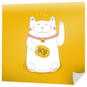 Bez tytułu-1 Tradycyjny japoński symbol. Szczęśliwy kot ze złotą monetą.
