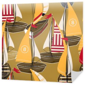 Vintage ręcznie rysowane łódź na wzór oceanu w projektowaniu wektorowym dla mody, tkaniny, sieci, tapet i wydruków