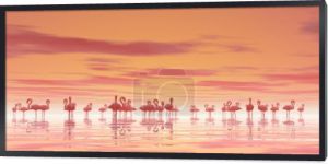 stada flamingów - 3d Render