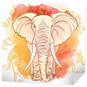 Indyjski słoń wektor na akwarela zmaza