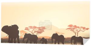 poziomy ilustracja dzikich zwierząt afrykańskich zachód savann