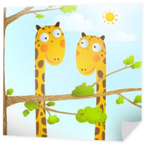 Zabawna kreskówka żyrafa dla dzieci na dziko dla dzieci Rysowanie