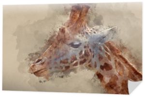 Malarstwo akwarelowe portretu pięknej żyrafy 