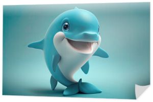Cute 3D Cartoon dolphin character. Generative AI