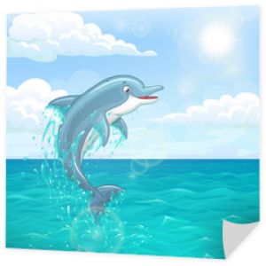 Wesoły delfin w letnim morzu