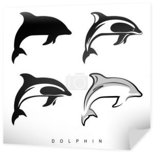 Czterech delfinów. Zwierzęta morskie.