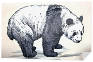grawerować ilustracja panda rysować tuszem