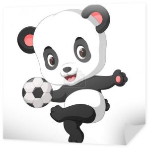 cute baby panda gry w piłkę nożną