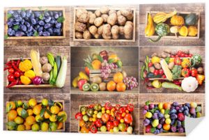 kolaż różnych owoców i warzyw