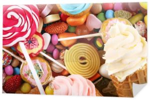 Cukierki galaretki i cukrem. kolorowy wachlarz różnych childs