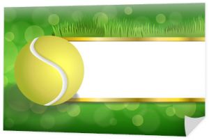 Tło zielony sport biały tenis żółta piłka złote paski ramki