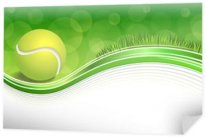 Tło streszczenie zielona trawa sport biały tenis żółta piłka rama wektor ilustracja