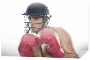 Portret męskiego boksera ćwiczącego boks