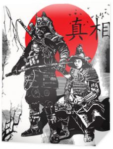 Ręcznie rysowane wektor z kultury Japonii - Samurais, Shoguns