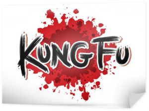 Tekst kung fu na wektor graficzny splash krwi.