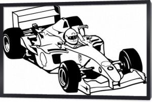 Formuła 1 - kierowca i samochód wyścigowy ilustracja, wektor