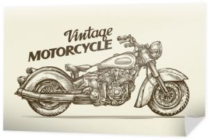 Zabytkowy motocykl. Ręcznie rysowane szkic retro motocykl. Ilustracja wektorowa