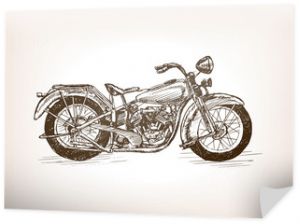 Retro motocykl ręcznie rysowane szkic wektor