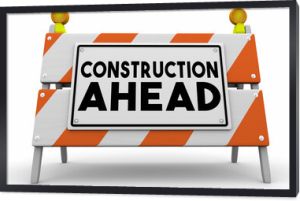 Construction Ahead Barricade Road Closed Improvement Project Warning 3d Illustration