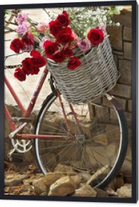 Kosz róż na rowerze