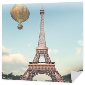 Wieża Eiffla i fantastyczny balon na gorące powietrze