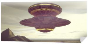 renderowania 3D. Futurystyczny statek kosmiczny UFO