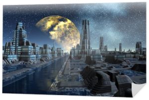 Gwiaździsta noc nad miastem obcych - science-fiction sceny część 5
