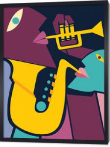 Saksofoniści i trębacze, sztuka jazzowa (grafika wektorowa)