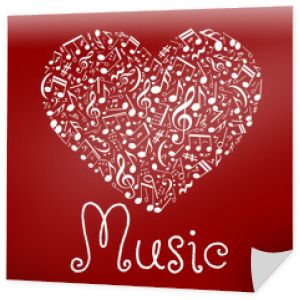 Kochający muzyczny symbol serca składający się z nut