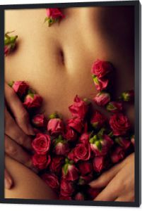 Young woman's body with roses flowers