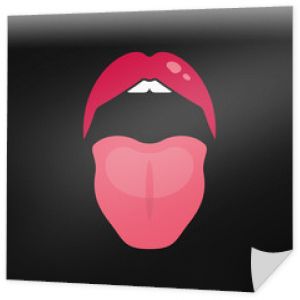 Kobiety z otwartymi ustami. Logo na ustach i języku na czarno