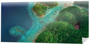 Widok z lotu ptaka Zalewu Sugba. Piękny krajobraz z morzem laguny, Park Narodowy, Siargao Island, Filipiny.