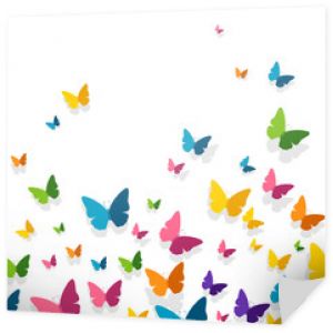 Ilustracja wektorowa tła z kolorowymi motylami z papieru