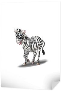 Cute Zebra. Postać z kreskówek Zebra. Uśmiech zebry. Ilustracji Zebra. Postać Zebra, zwierzę Zebra. Zebra wyizolowana na biało. Kreskówki Zebra. Ilustracja zebry.