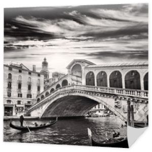 Gondolier, Most Rialto, Canal Grande, Wenecja, Włochy