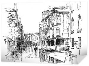 Kanał w Wenecji, vintage ilustracji.